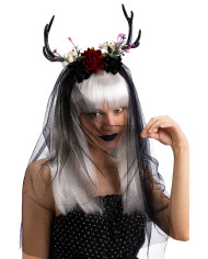 Headband with horns and veil in pbh with header