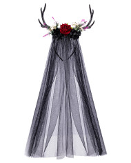 Headband with horns and veil in pbh with header