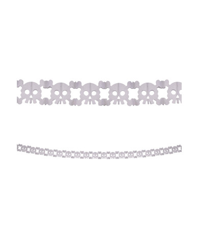 Girlande mit Totenköpfen aus Papier, 300 cm lang x Durchm. ca. 22 cm in Beutel mit Aufhänger