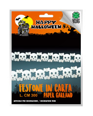 Skulls paper garland cm.300 x 22  in polybag on card
