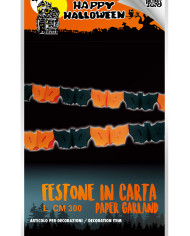 Festone pipistrelli in carta l.cm.300 x h.cm.13 ca. in busta su cartoncino