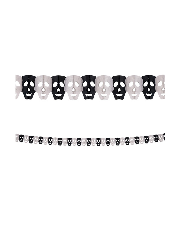 Black skulls paper garland cm.300 x 14  in polybag on card