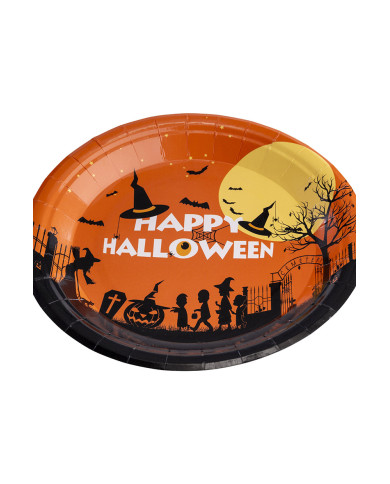 6 assiettes en carton HAPPY HALLOWEEN orange diam. 23 cm env., conditionnées dans du film thermorétractable, avec ét... 6 assiettes en carton HAPPY HALLOWEEN orange diam. 23 cm env., conditionnées dans du film thermorétractable, avec ét...