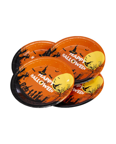 6 assiettes en carton HAPPY HALLOWEEN orange diam. 23 cm env., conditionnées dans du film thermorétractable, avec ét... 6 assiettes en carton HAPPY HALLOWEEN orange diam. 23 cm env., conditionnées dans du film thermorétractable, avec ét...