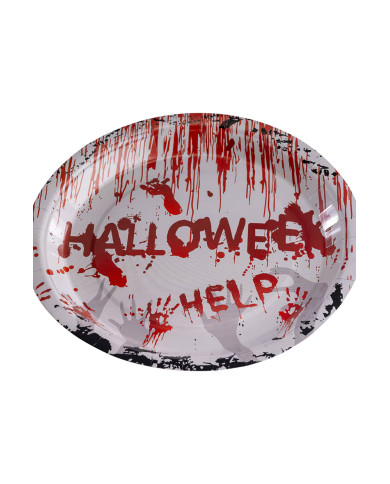 6 assiettes en carton HAPPY HALLOWEEN tête de mort diam. 23 cm env., conditionnées dans du film thermorétractable, a... 6 assiettes en carton HAPPY HALLOWEEN tête de mort diam. 23 cm env., conditionnées dans du film thermorétractable, a...