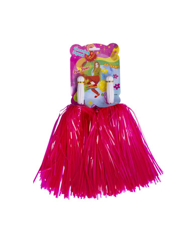 2 Pompons, rosa fluoreszierend, auf Pappkarton 2 Pompons, rosa fluoreszierend, auf Pappkarton