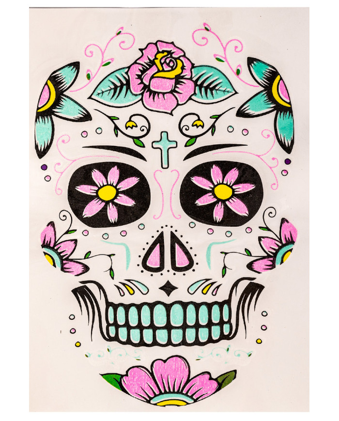 Carpeta tatuajes G.I.D. rostro calavera mexicana mujer en bolsa sobre cartoncillo Carpeta tatuajes G.I.D. rostro calavera mexicana mujer en bolsa sobre cartoncillo