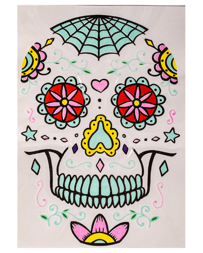 Carpeta tatuajes G.I.D. rostro calavera mexicana hombre en bolsa sobre cartoncillo Carpeta tatuajes G.I.D. rostro calavera mexicana hombre en bolsa sobre cartoncillo