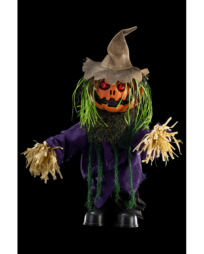 Scarecrow pumpkin h. cm 90 with hat, lights, sound and movement (batteries included) with label