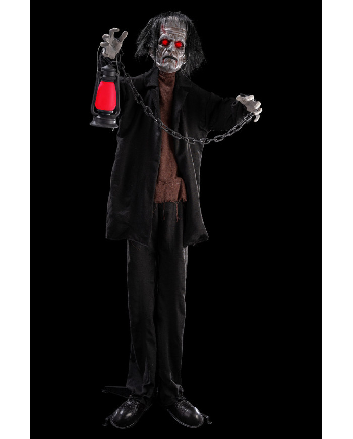 Zombie on pedestal with lantern h.cm.170 with lights, sound and movement  (batteries included) with label