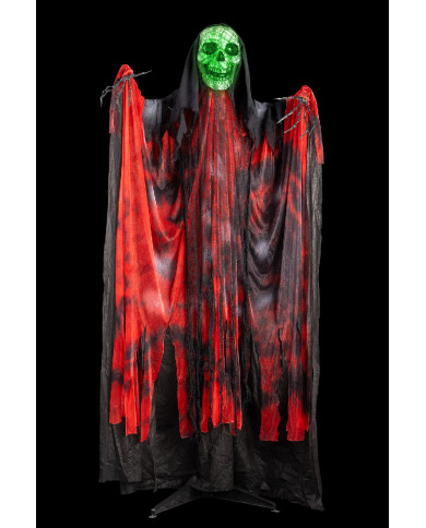 Squelette sur piédestal, h. 170 cm env. avec lumières, son et mouvement (piles comprises), avec étiquette volante / ...