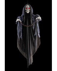 Hanging skeleton with chains h.cm.120 with lights, sound and movement (batteries included) with label