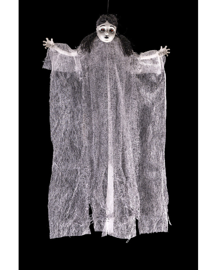 Horrorpuppe zum Aufhängen, ca. 60 cm hoch mit Pappschild/Etikett