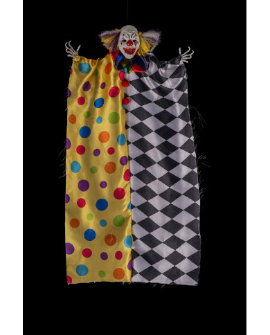 Clown horreur à suspendre, h. 60 cm env., avec étiquette volante / étiquette Clown horreur à suspendre, h. 60 cm env., avec étiquette volante / étiquette