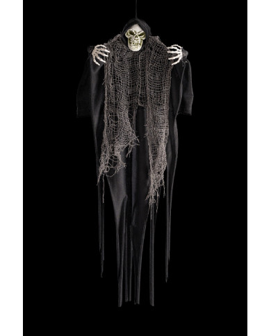 Esqueleto para colgar con traje negro de 70 cm de alto aprox. con etiqueta colgante/etiqueta adhesiva