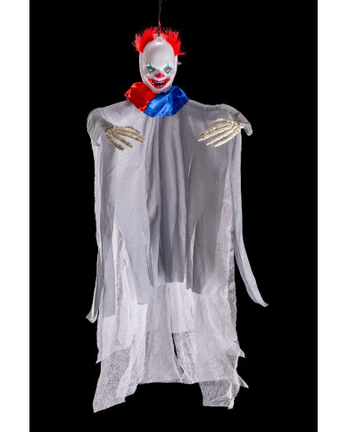 Clown à suspendre avec collier coloré, h. 60 cm env., avec étiquette volante / étiquette Clown à suspendre avec collier coloré, h. 60 cm env., avec étiquette volante / étiquette