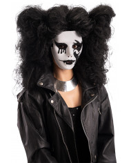 White plastic face mask with silicone decorations for a very