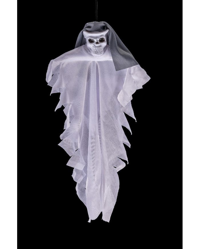 Hanging skeleton with white /grey dress h.cm.40 with label