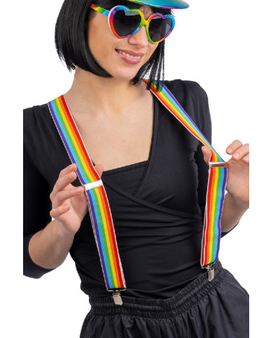 Bretelles arc-en-ciel, dans un sachet avec étiquette ferme-sachet