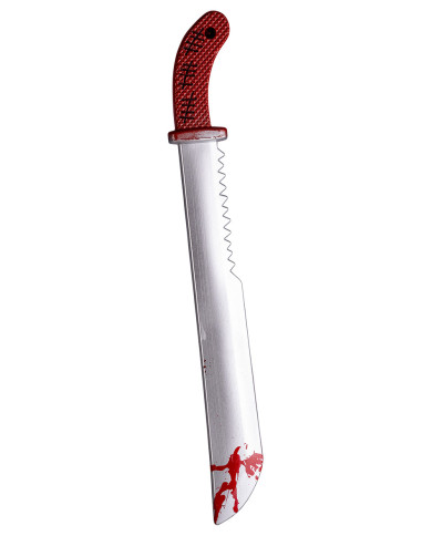 Machete ensangrentado de 60 cm de alto aprox. sobre cartoncillo
