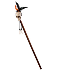 Sceptre vaudou avec tête de mort, long. 80 cm env., avec étiquette volante / étiquette