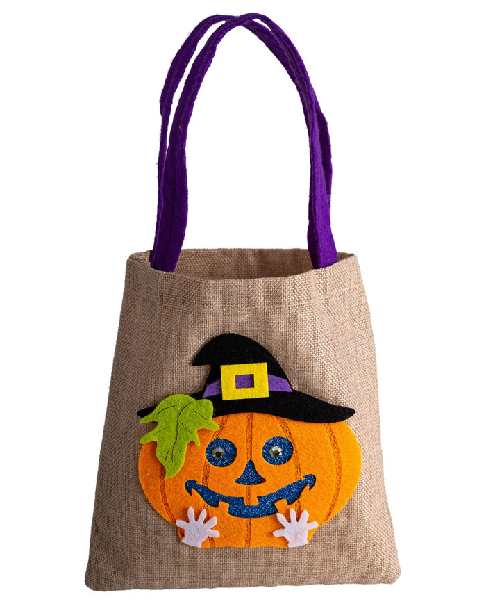 Borsina halloween in juta con zucca  h.cm.40x21 ca. con cartellino/etichetta Borsina halloween in juta con zucca  h.cm.40x21 ca. con cartellino/etichetta