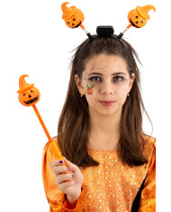 Gadget con calabaza luminosa de 23 cm de largo aprox. (pilas incluidas) sobre cartoncillo