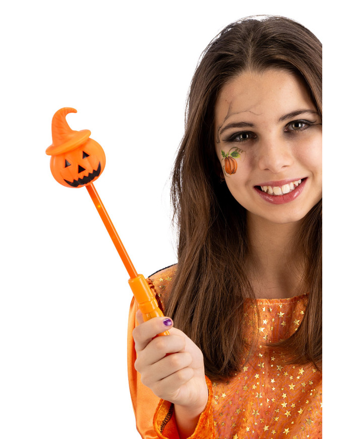 Gadget con calabaza luminosa de 23 cm de largo aprox. (pilas incluidas) sobre cartoncillo