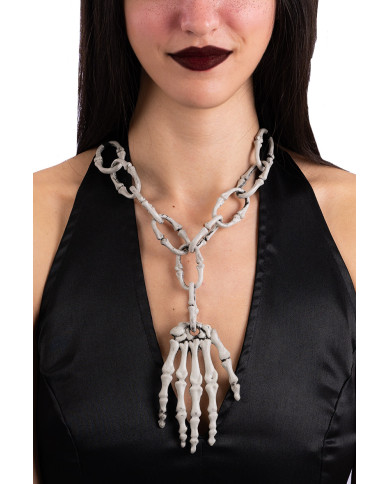 Collier avec main squelette, avec étiquette volante / étiquette Collier avec main squelette, avec étiquette volante / étiquette