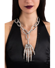 Necklace with skeleton hand with header