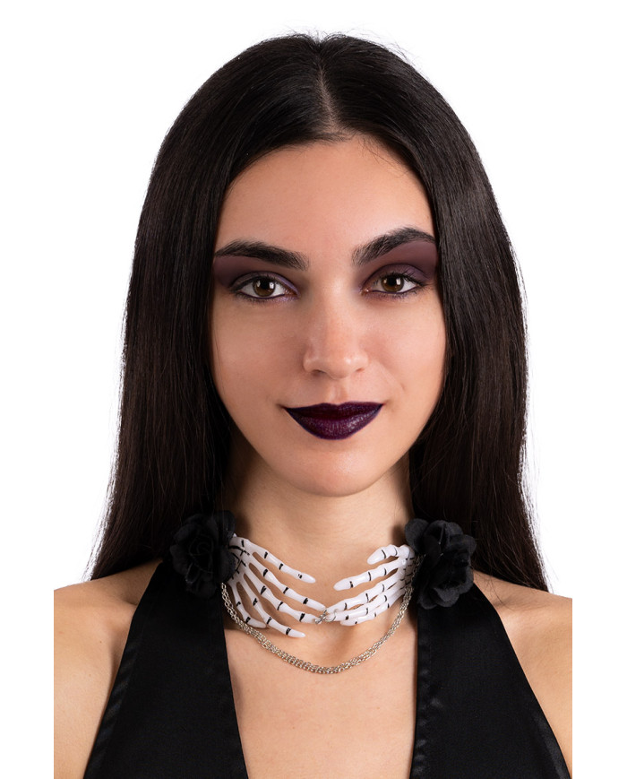 Collarino con mani scheletro su cartoncino