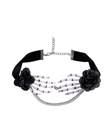 Collier avec mains squelette, sur papier cartonné Collier avec mains squelette, sur papier cartonné