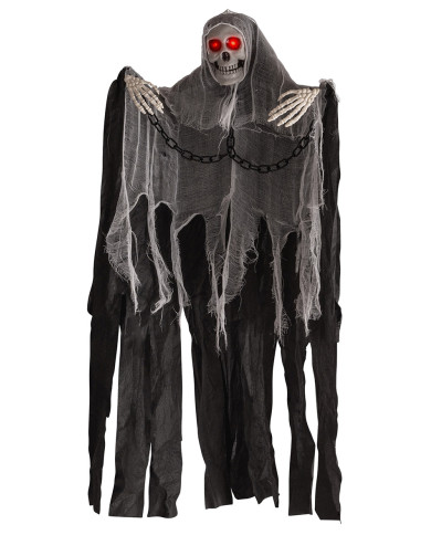 Esqueleto para colgar con cadenas de 80 cm de alto aprox. con luces (pilas incluidas) con etiqueta colgante/etiqueta adhesiva