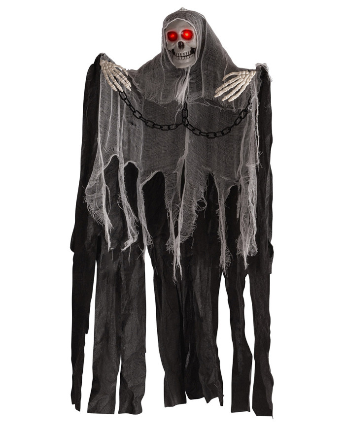 Hanging skeleton with chains h.cm.80 with lights (batteries included) with label