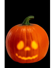 Zucca decorativa con luci e suono h.cm.23 ca.(batterie incluse) con cartellino/etichetta