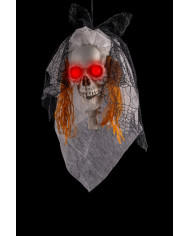 Hanging skeleton bride head  h.cm.30 (batteries included) with label