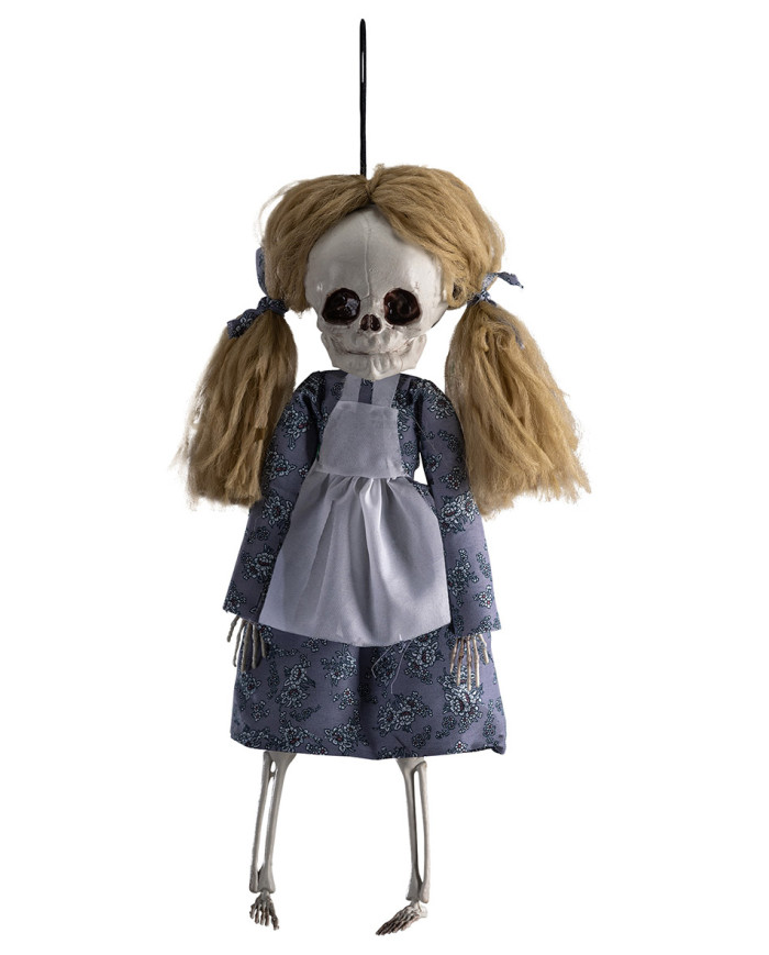 Skelett Horrorpuppe zum Aufhängen, ca. 44 cm hoch mit Pappschild/Etikett