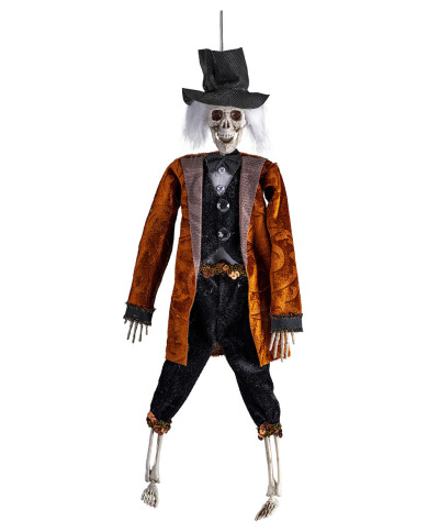 Squelette lord avec veste marron à suspendre, h. 40 cm env., avec étiquette volante / étiquette