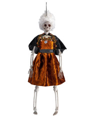 Esqueleto mujer para colgar con vestido marrón de 40 cm de alto aprox. con etiqueta colgante/etiqueta adhesiva