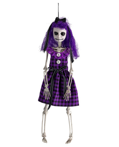 Muñeca de terror para colgar con vestido violeta de 40 cm de alto aprox. con etiqueta colgante/etiqueta adhesiva Muñeca de terror para colgar con vestido violeta de 40 cm de alto aprox. con etiqueta colgante/etiqueta adhesiva