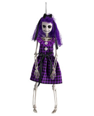 Muñeca de terror para colgar con vestido violeta de 40 cm de alto aprox. con etiqueta colgante/etiqueta adhesiva Muñeca de terror para colgar con vestido violeta de 40 cm de alto aprox. con etiqueta colgante/etiqueta adhesiva