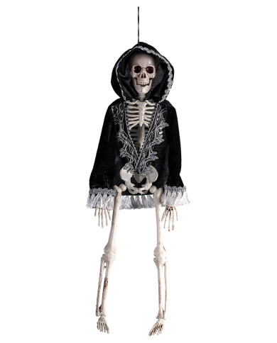 Squelette lord avec veste et capuche à suspendre, h. 40 cm env., avec étiquette volante / étiquette