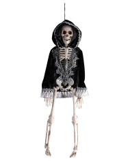 Esqueleto Lord para colgar con chaqueta y capucha de 40 cm de alto aprox. con etiqueta colgante/etiqueta adhesiva