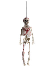 Esqueleto para colgar con vendas ensangrentadas de 40 cm de alto aprox. con etiqueta colgante/etiqueta adhesiva