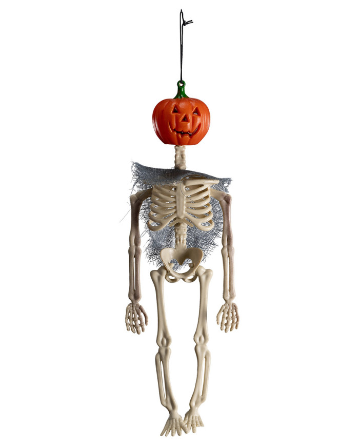Esqueleto calabaza para colgar de 35 cm de alto aprox. con etiqueta colgante/etiqueta adhesiva