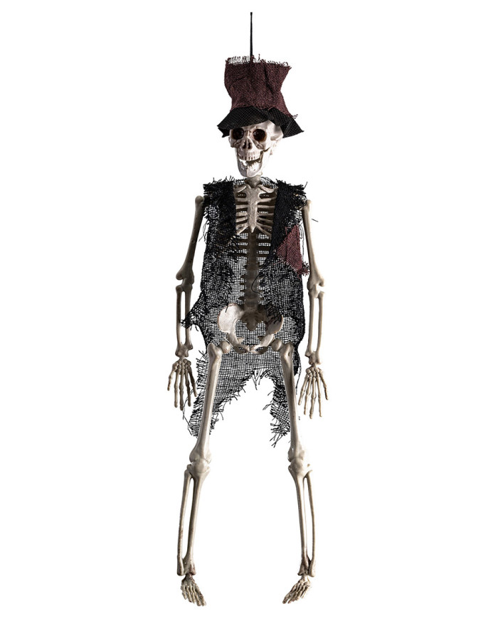 Hanging skeleton with bodice and hat h.cm 44 with label