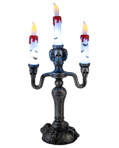 Candélabre avec lumières (piles non comprises), h. 40 cm env., avec étiquette volante / étiquette