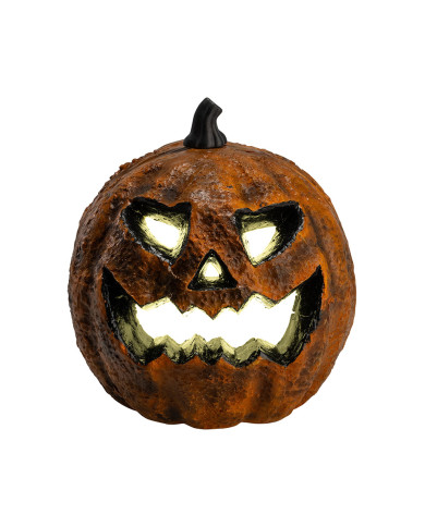 Calabaza decorativa de 23 cm de diám. aprox. con luces (pilas incluidas) con etiqueta colgante/etiqueta adhesiva
