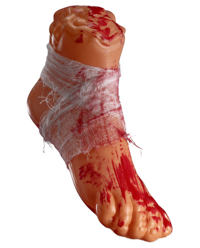 Pied sanglant h. 20 cm env. en plastique dur, avec étiquette volante / étiquette