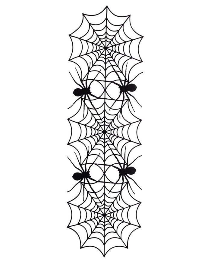 Centrotavola nero in feltro con ragnatele cm.110x30 ca. con cartellino/etichetta